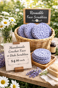 Handmade Crochet Face or Dish Scrubbies – Reusable & Eco-Friendly